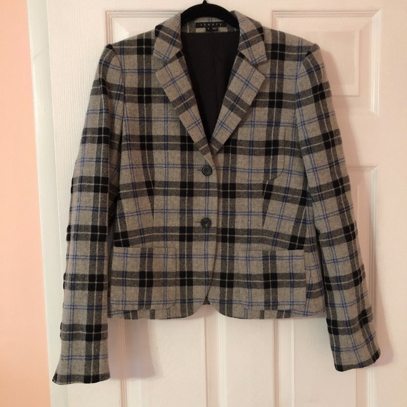 Theory grey/blue plaid wool blazer - Picture 2 of 5